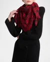 Alexander Mcqueen Leopard Skull Wool Scarf In 6460 Red Black