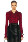 Alexander Mcqueen Leopard Textured Long Sleeve Top In Red & Black