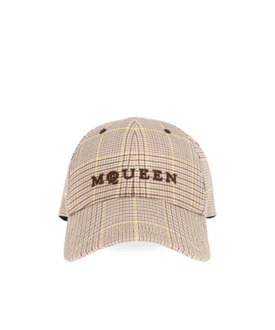 ALEXANDER MCQUEEN ALEXANDER MCQUEEN LOGO EMBROIDERED CHECKED BASEBALL CAP