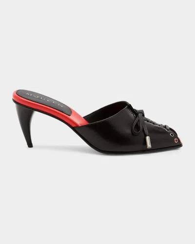 Alexander Mcqueen Lexie 70mm Leather Sculptural-heel Mules In Black
