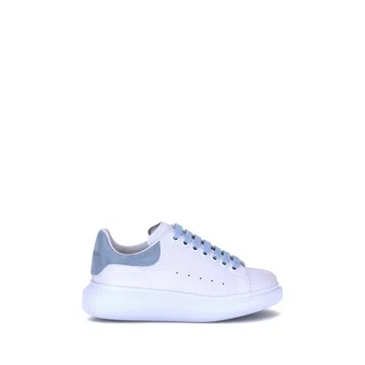 Alexander Mcqueen Oversize Sneakers In White And Light Blue Calf Leather In Multi