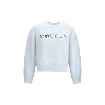 Alexander Mcqueen Women Logo Printed Sweatshirt In Blue