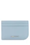 Alexander Mcqueen Light Blue Leather Card Holder In Blue