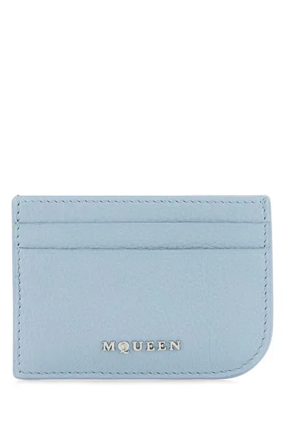 Alexander Mcqueen Light Blue Leather Card Holder