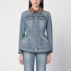 Alexander Mcqueen Alexander Mc Queen Light Blue Washed Denim Jacket With Ruffles In Blue