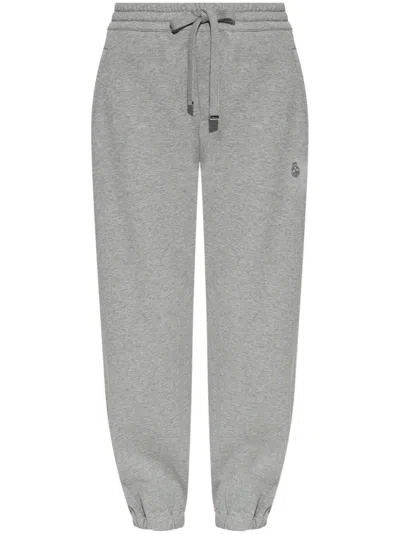 ALEXANDER MCQUEEN LIGHT GREY LOGO-EMBROIDERED TRACK PANTS