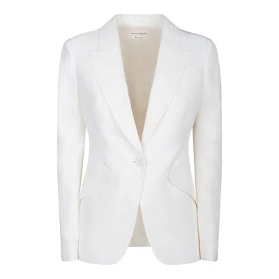 Alexander Mcqueen Mcqueen Women Single-breasted Blazer In Neutral