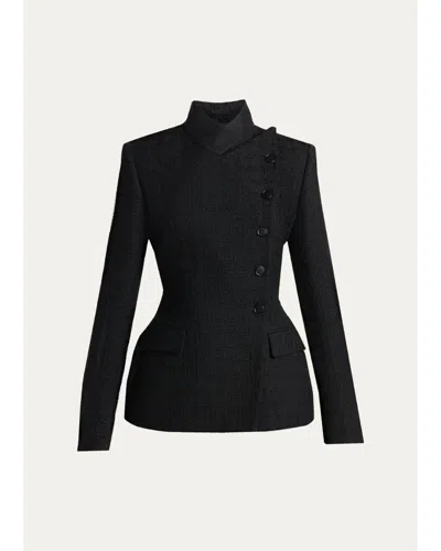 Alexander Mcqueen Light Tweed Single-breasted Jacket In Black