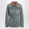 Alexander Mcqueen Corduroy Collar Peplum Denim Jacket Clothing