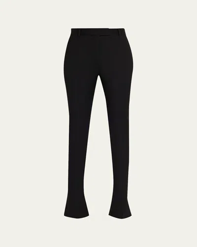 Alexander Mcqueen Lightweight Wool-silk Flare Pants In Black