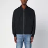 Alexander Mcqueen Black Bomber Jacket With Ghostwash Print In Cotton Denim Man In Black