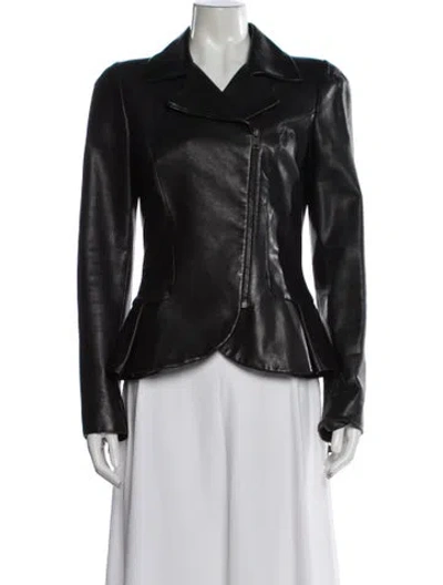 Pre-owned Alexander Mcqueen Linen Biker Jacket In Black