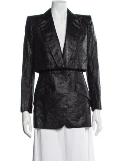 Pre-owned Alexander Mcqueen Linen Blazer W/ Tags In Black
