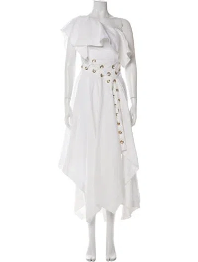 Pre-owned Alexander Mcqueen Linen Long Dress In Green