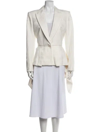 Pre-owned Alexander Mcqueen Linen Patterned Blazer In White