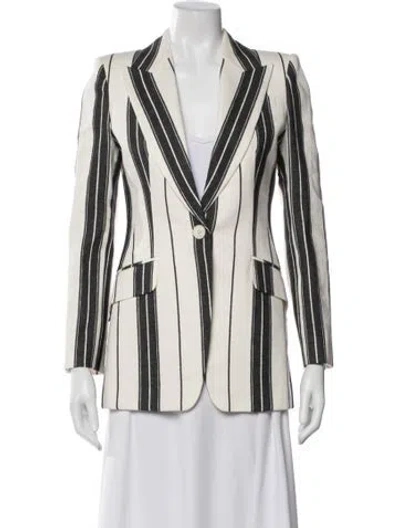 Pre-owned Alexander Mcqueen Linen Striped Blazer In White
