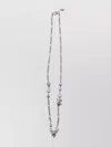 Alexander Mcqueen Link Chain Skull Pearl Necklace In Silver