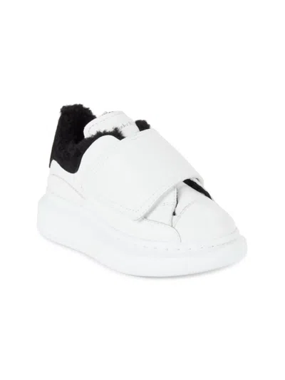 Alexander Mcqueen Little Kid's & Kid's Leather Lamb Fur Sneakers In White