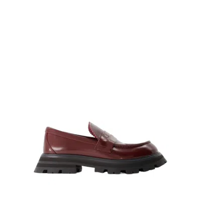 Alexander Mcqueen Leather Loafers In Burgundy