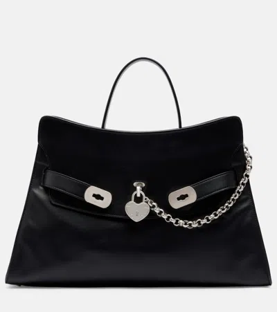 Alexander Mcqueen Locke Medium Leather Tote Bag In Schwarz