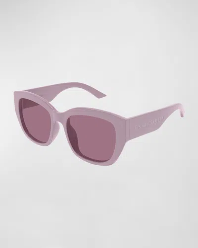 Alexander Mcqueen Logo Acetate Butterfly Sunglasses In Pink