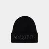 Alexander Mcqueen Logo Beanie -  - Cashmere - Black In Black