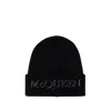 Alexander Mcqueen Wool And Cashmere Hat With Logo In Black