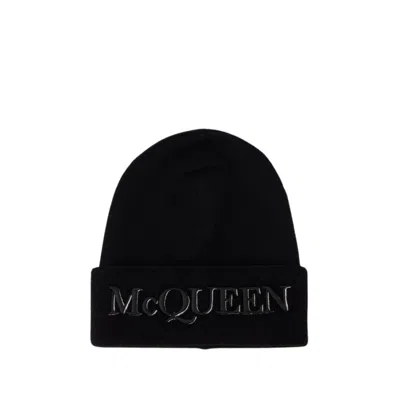 ALEXANDER MCQUEEN ALEXANDER MCQUEEN LOGO BEANIE - CASHMERE - BLACK