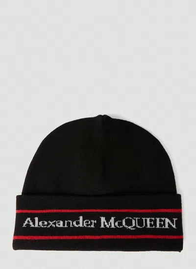 Alexander Mcqueen Logo Beanie Hat In Black