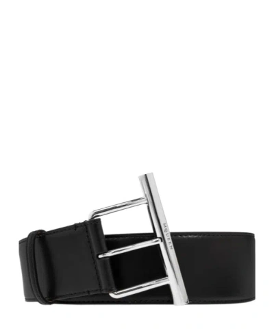 ALEXANDER MCQUEEN ALEXANDER MCQUEEN T-BAR BUCKLED LOGO ENGRAVED BELT