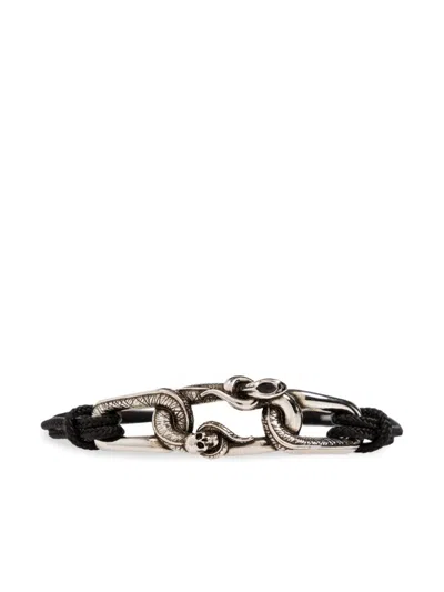 Alexander Mcqueen Snake Cord Bracelet In Silver
