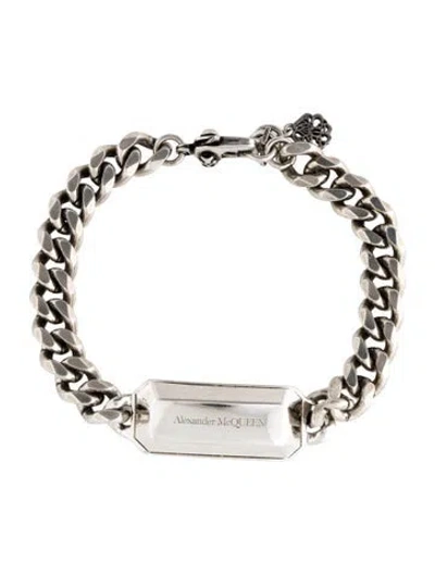 Pre-owned Alexander Mcqueen Logo Chain Medallion Bracelet, 8" In Multi