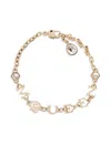Alexander Mcqueen Logo Lettering Crystal Embellished Bracelet In Gold