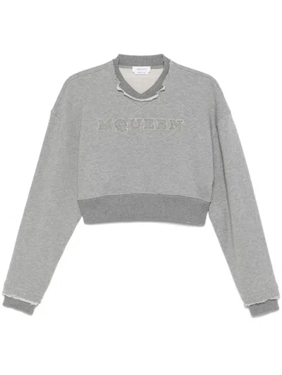 ALEXANDER MCQUEEN ALEXANDER MCQUEEN LOGO COTTON CROPPED SWEATSHIRT