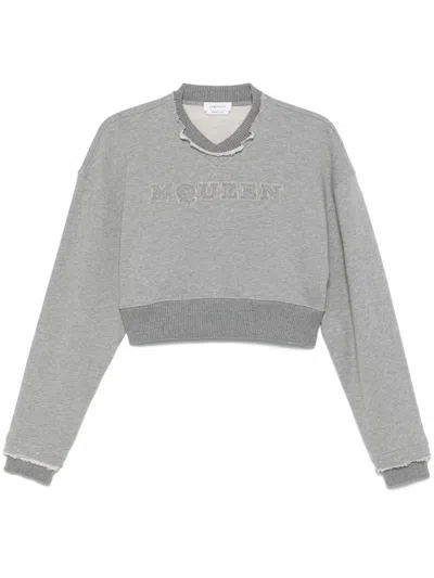 ALEXANDER MCQUEEN LOGO COTTON CROPPED SWEATSHIRT