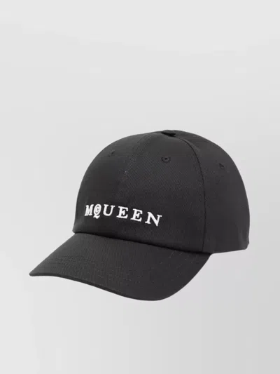 Alexander Mcqueen Logo Cotton Denim Baseball Cap With Curved Brim In Multicolor