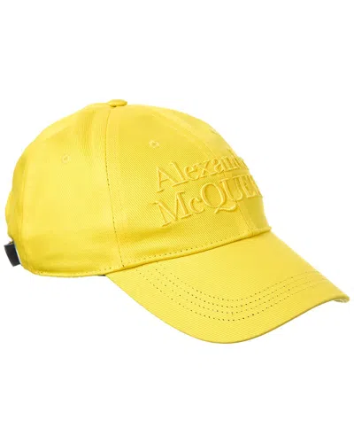 Alexander Mcqueen Logo Cotton Hat In Yellow