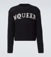 Alexander Mcqueen Logo Crewneck Cotton Sweater In Black