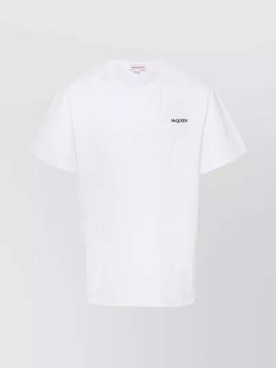 Alexander Mcqueen Logo Cotton Jersey T-shirt With Round Neck In White