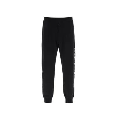 Alexander Mcqueen Logo Cotton Pants In Black