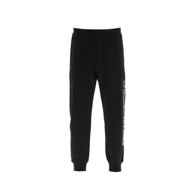 Alexander Mcqueen Logo Cotton Pants Men In Black