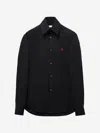 Alexander Mcqueen Poplin Shirt With Cuffed And Long Sleeves In Embroidered Skull Logo On Chest