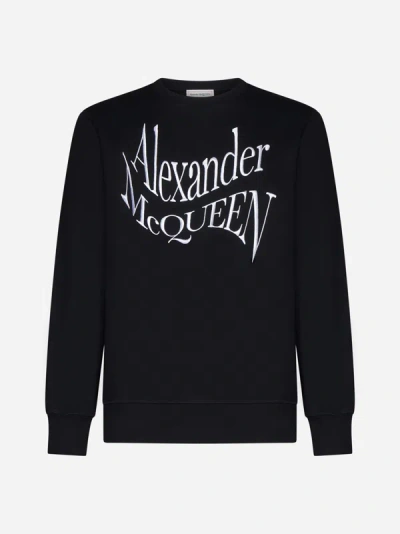 Alexander Mcqueen Warped Logo Sweatshirt In Black