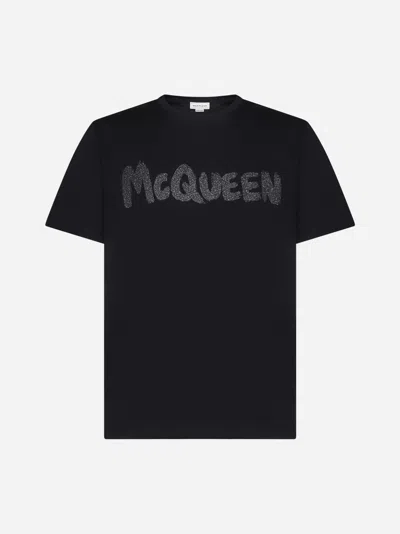 Alexander Mcqueen Men T-shirt With Logo In Black