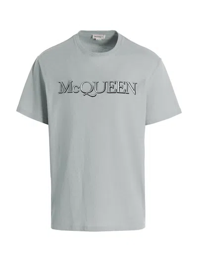 Alexander Mcqueen Logo-print Cotton T-shirt In Light Blue