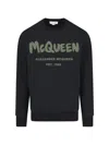 Alexander Mcqueen Logo Printed Crewneck Sweatshirt In Black
