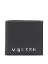 Alexander Mcqueen Bifold Wallet In Smooth Calf Leather With Logo Print In Black