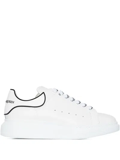 Alexander Mcqueen Chunky Leather Sneakers Featuring Perforated Profiles In White