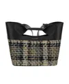 Alexander Mcqueen Small The Bow Tweed Tote Bag In Black