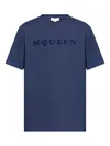 Alexander Mcqueen Crew Neck T-shirt Short Sleeves In Blue